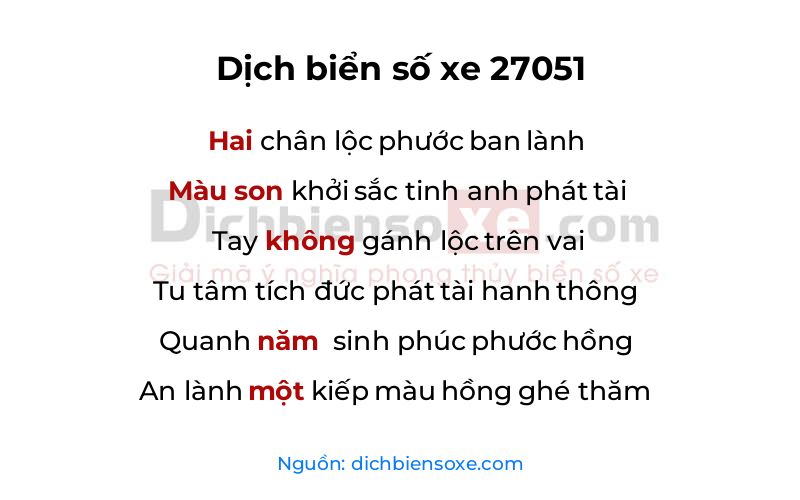 Dịch thơ biển số 27051