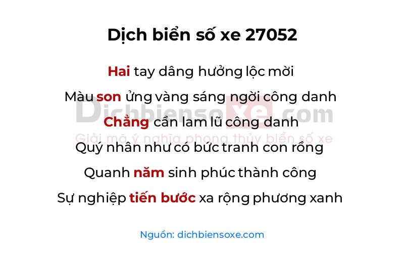 Dịch thơ biển số 27052