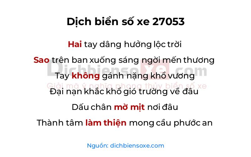 Dịch thơ biển số 27053