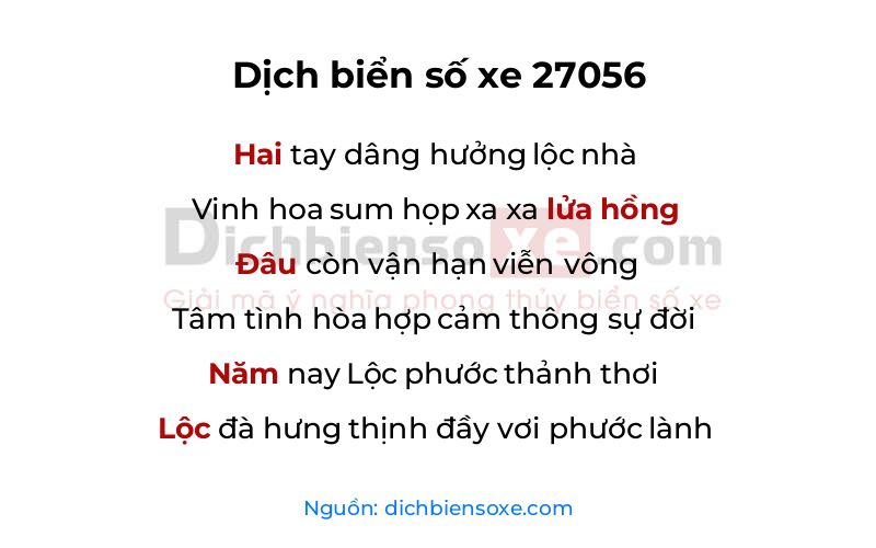 Dịch thơ biển số 27056