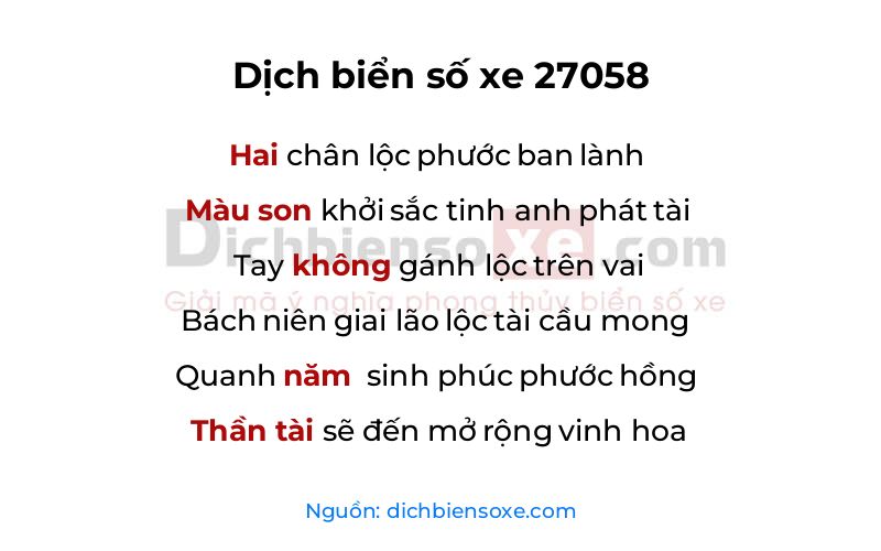 Dịch thơ biển số 27058