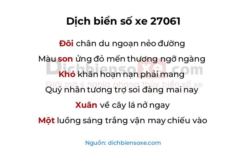Dịch thơ biển số 27061