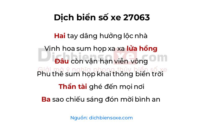 Dịch thơ biển số 27063