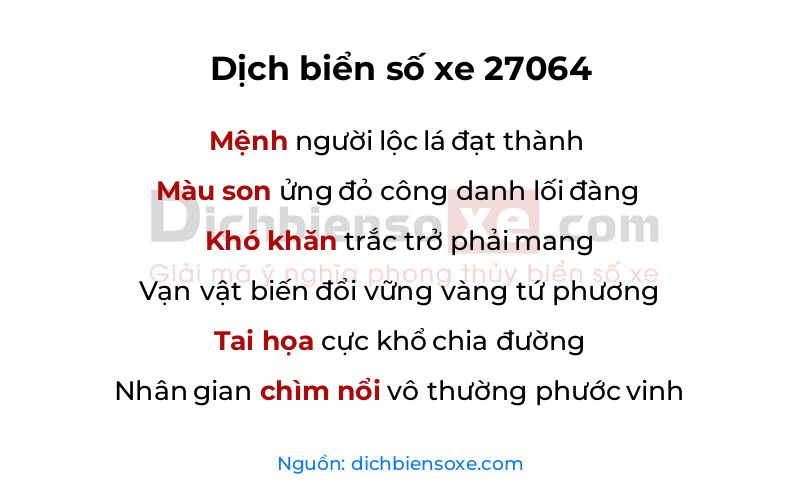 Dịch thơ biển số 27064