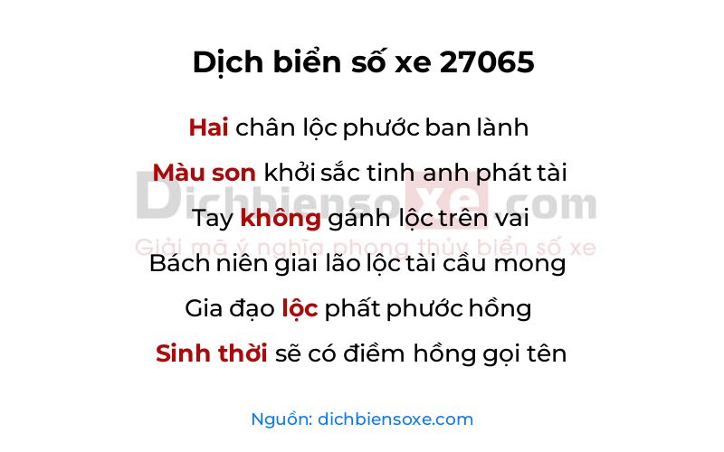 Dịch thơ biển số 27065
