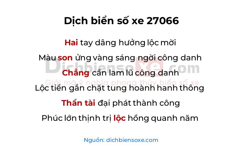 Dịch thơ biển số 27066
