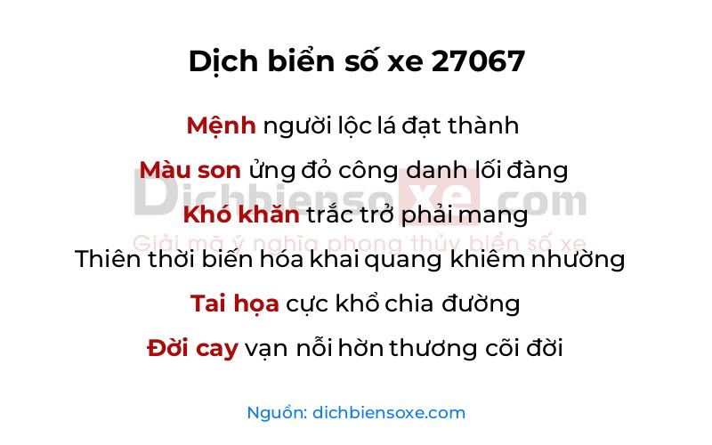 Dịch thơ biển số 27067