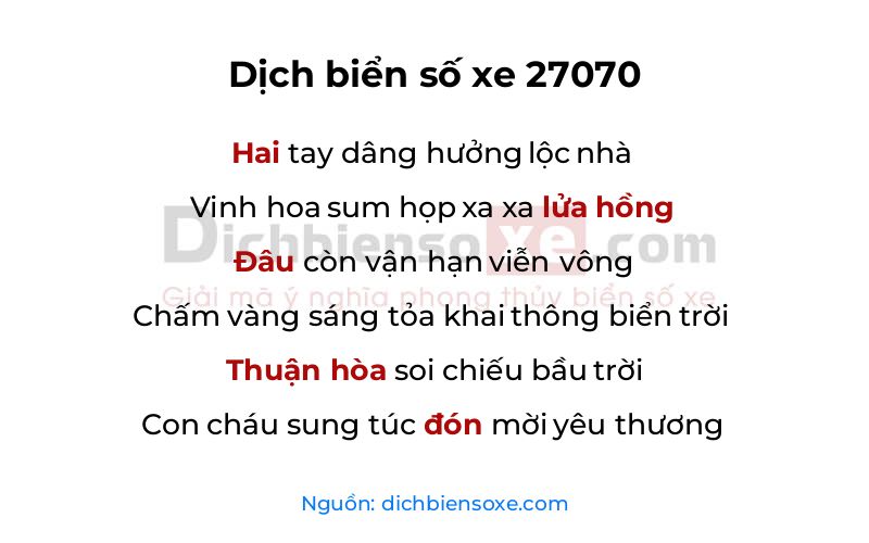Dịch thơ biển số 27070