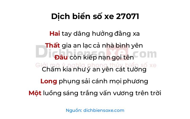 Dịch thơ biển số 27071
