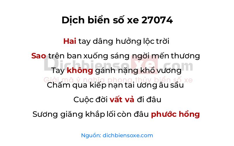 Dịch thơ biển số 27074