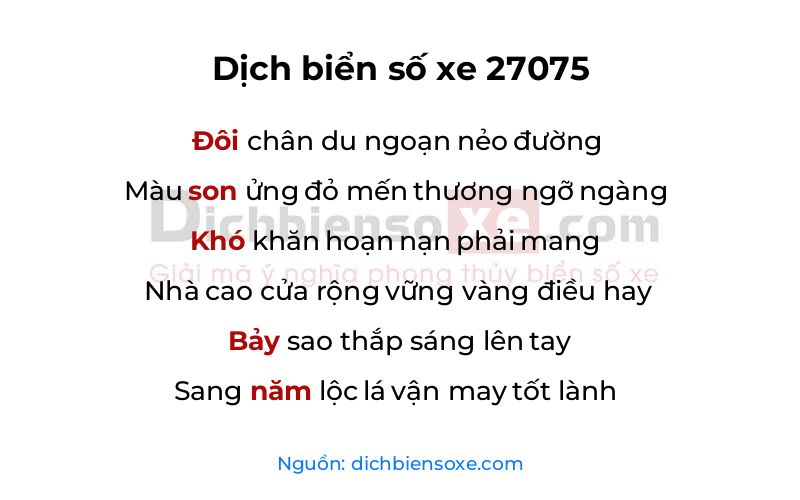 Dịch thơ biển số 27075