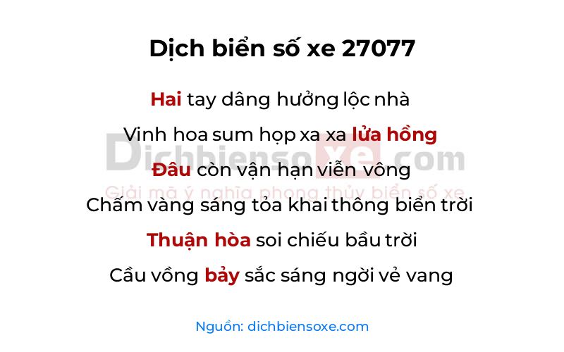 Dịch thơ biển số 27077