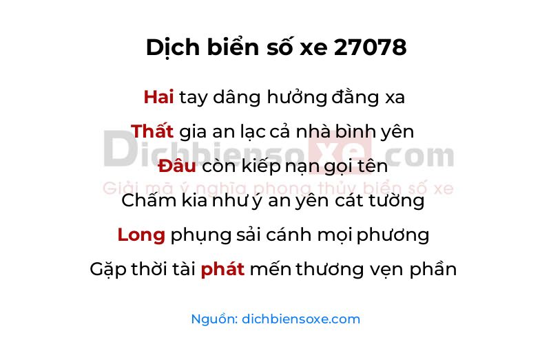 Dịch thơ biển số 27078