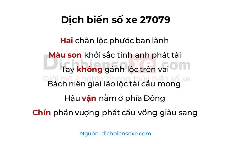 Dịch thơ biển số 27079