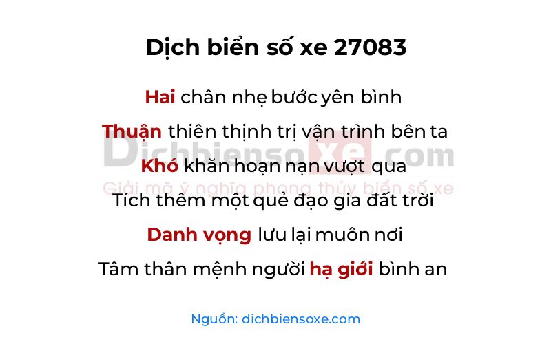 Dịch thơ biển số 27083