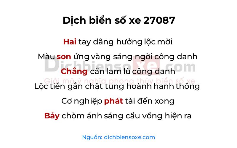 Dịch thơ biển số 27087