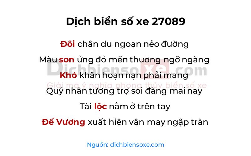 Dịch thơ biển số 27089
