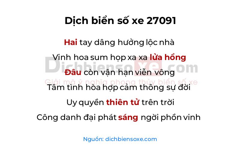 Dịch thơ biển số 27091