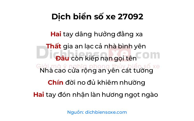 Dịch thơ biển số 27092