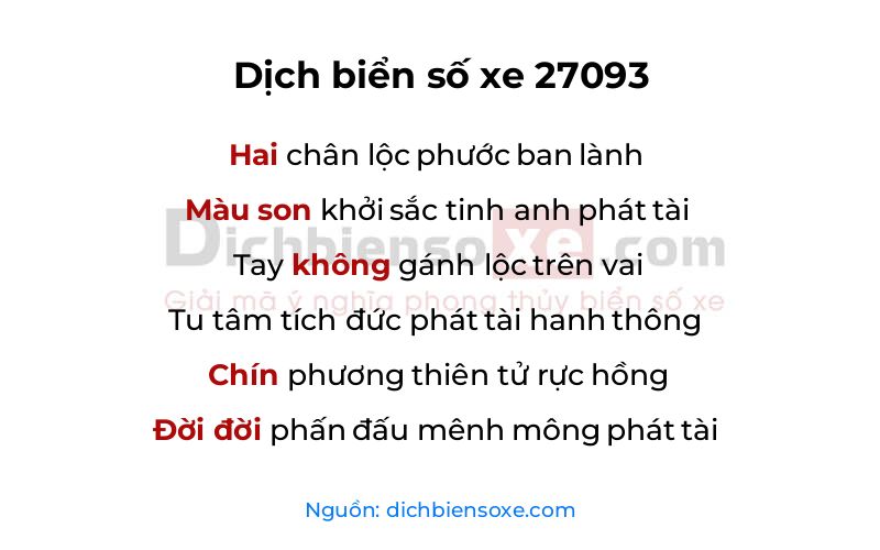 Dịch thơ biển số 27093