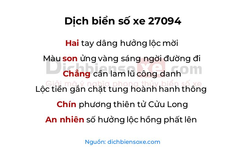 Dịch thơ biển số 27094