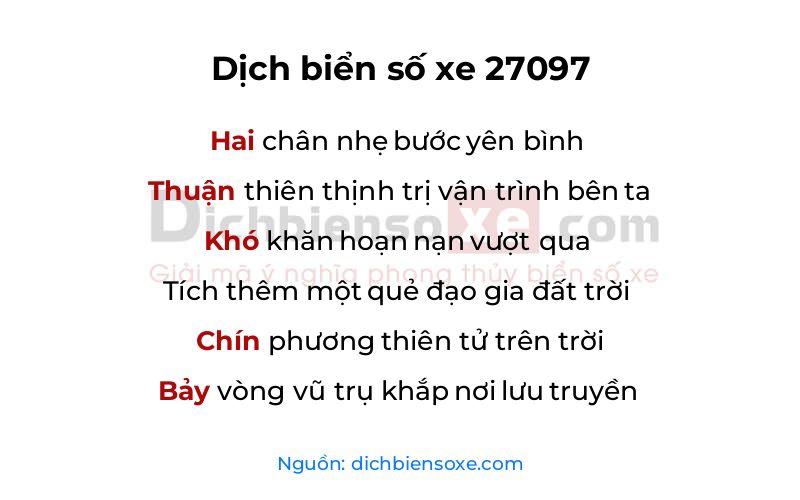 Dịch thơ biển số 27097