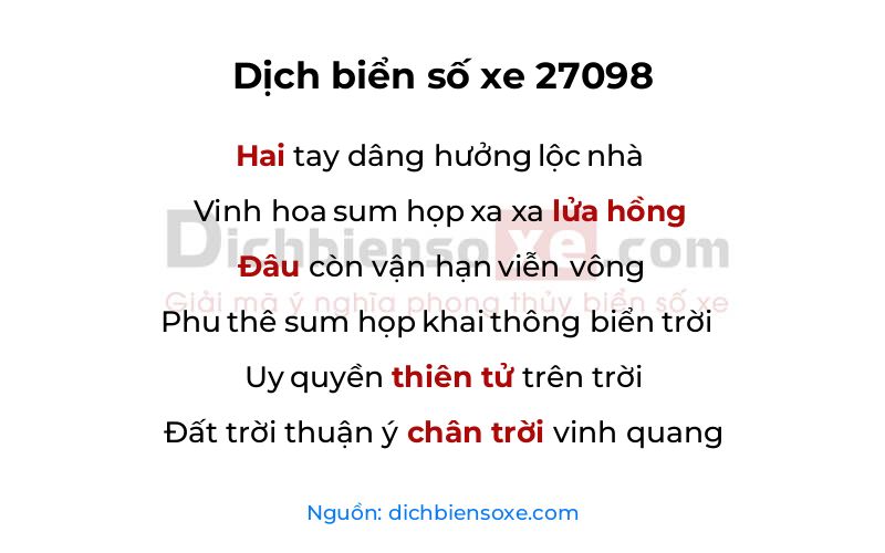 Dịch thơ biển số 27098