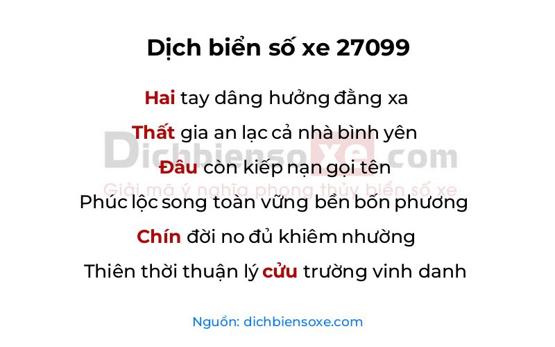 Dịch thơ biển số 27099