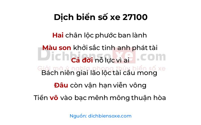 Dịch thơ biển số 27100