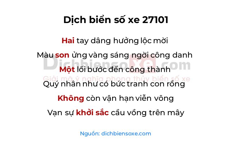 Dịch thơ biển số 27101