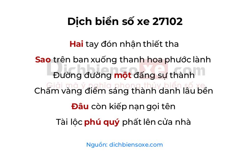 Dịch thơ biển số 27102