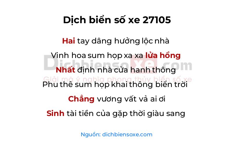 Dịch thơ biển số 27105