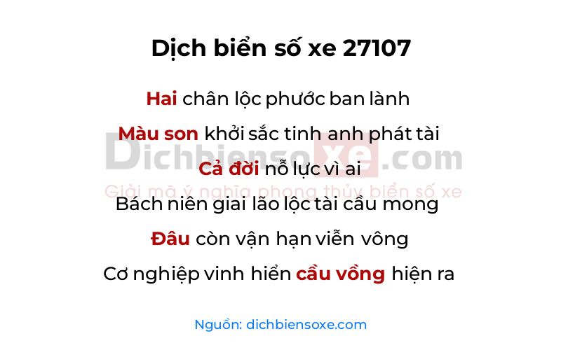 Dịch thơ biển số 27107