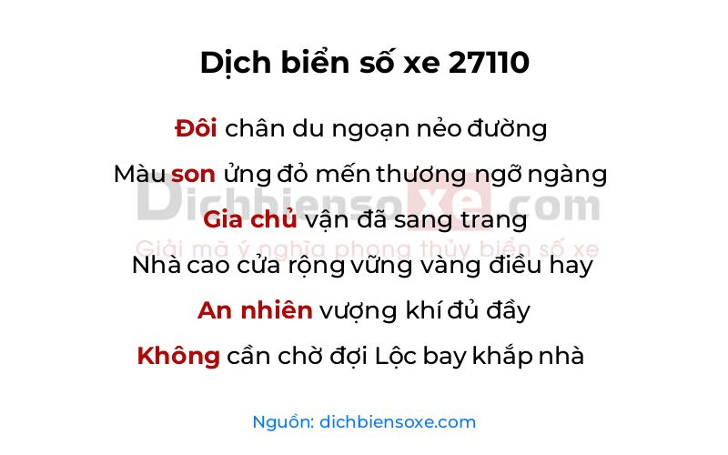 Dịch thơ biển số 27110