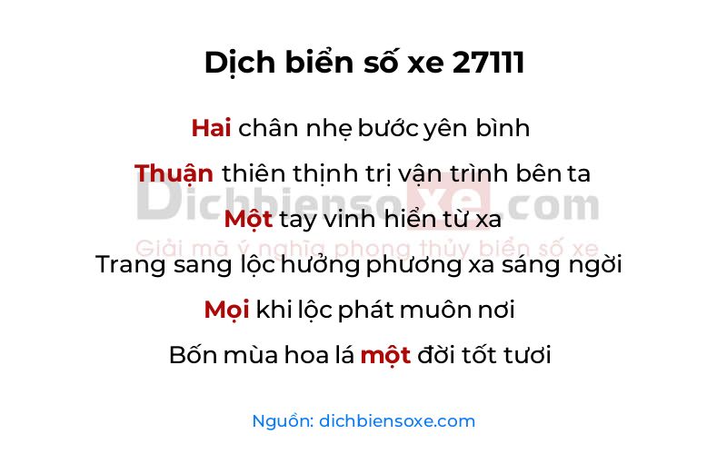 Dịch thơ biển số 27111