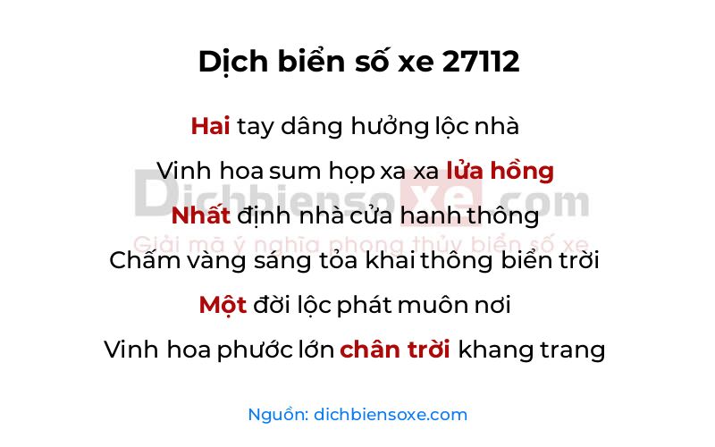Dịch thơ biển số 27112