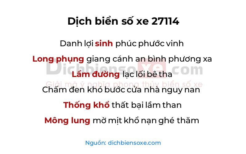 Dịch thơ biển số 27114