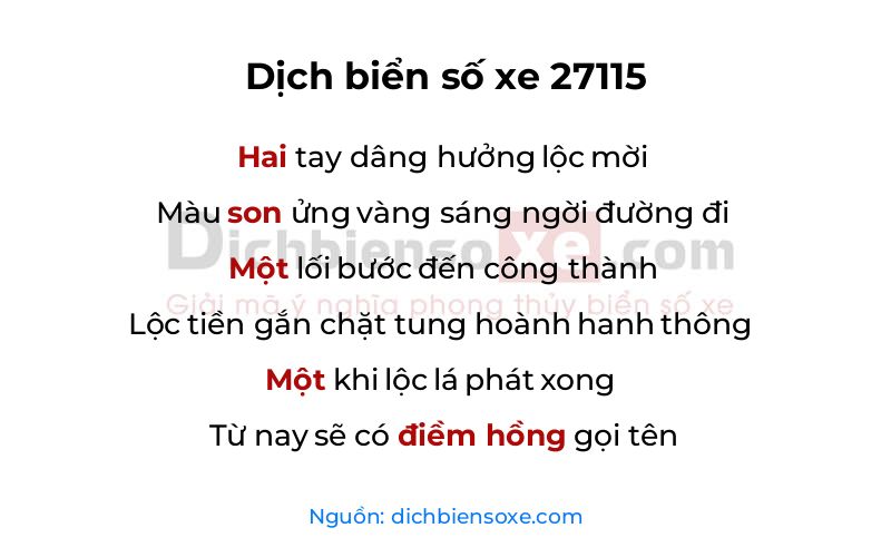 Dịch thơ biển số 27115