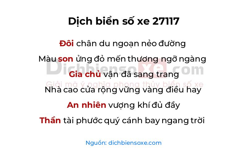 Dịch thơ biển số 27117