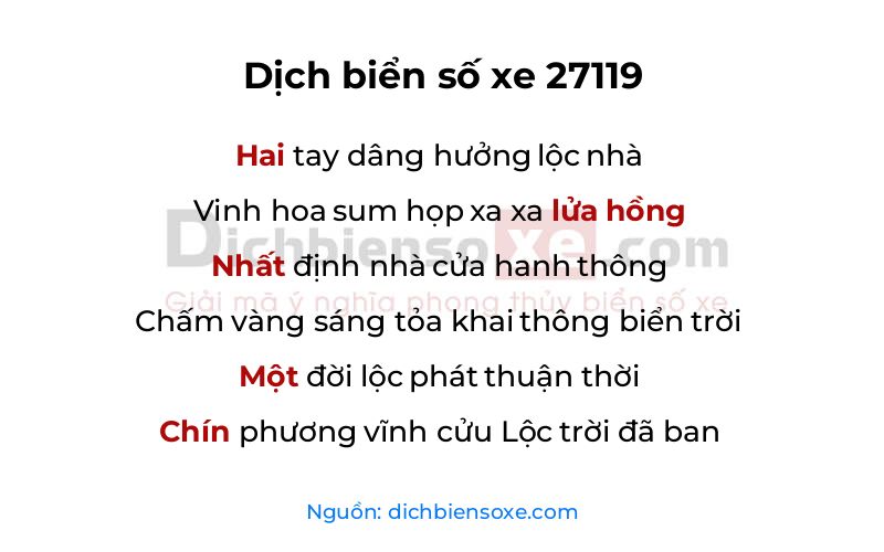 Dịch thơ biển số 27119