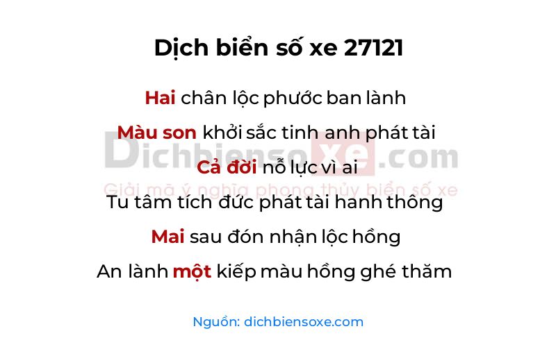 Dịch thơ biển số 27121