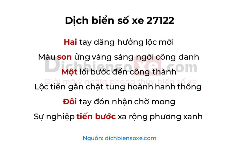 Dịch thơ biển số 27122