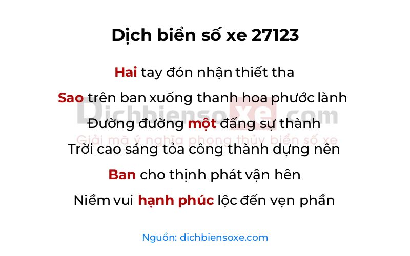 Dịch thơ biển số 27123