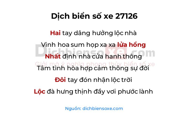 Dịch thơ biển số 27126