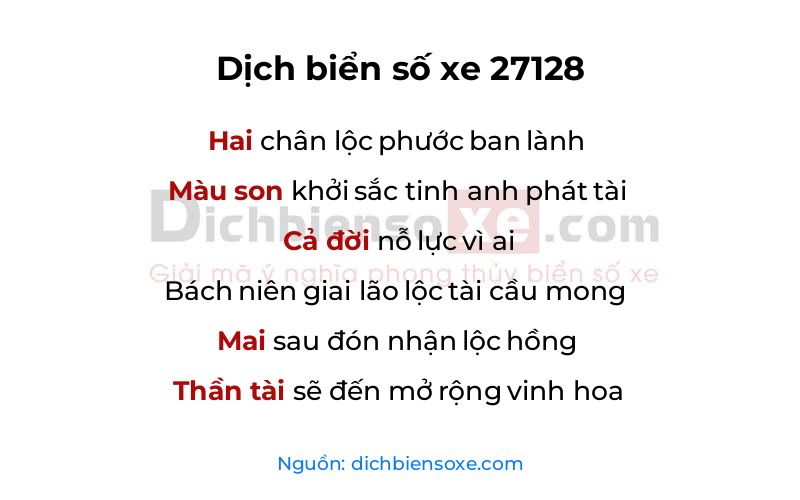 Dịch thơ biển số 27128