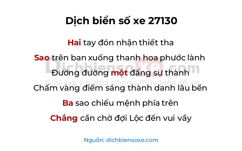 Dịch thơ biển số 27130