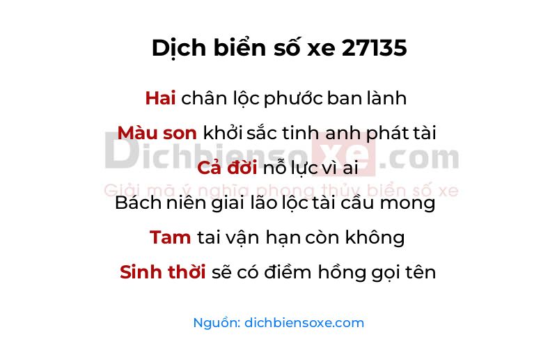 Dịch thơ biển số 27135