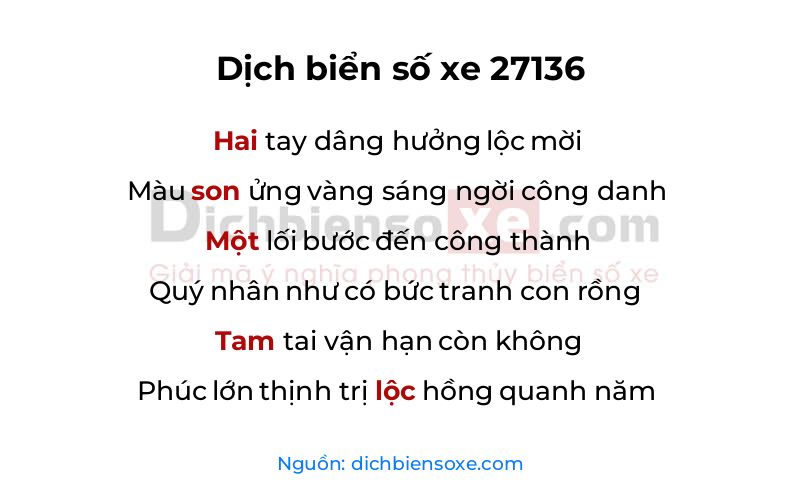 Dịch thơ biển số 27136