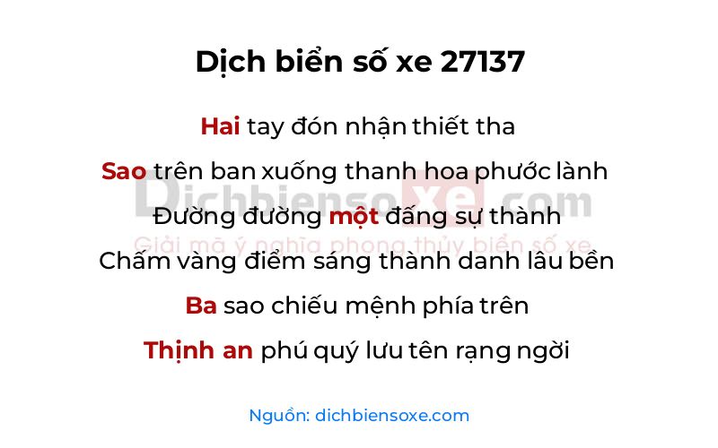 Dịch thơ biển số 27137