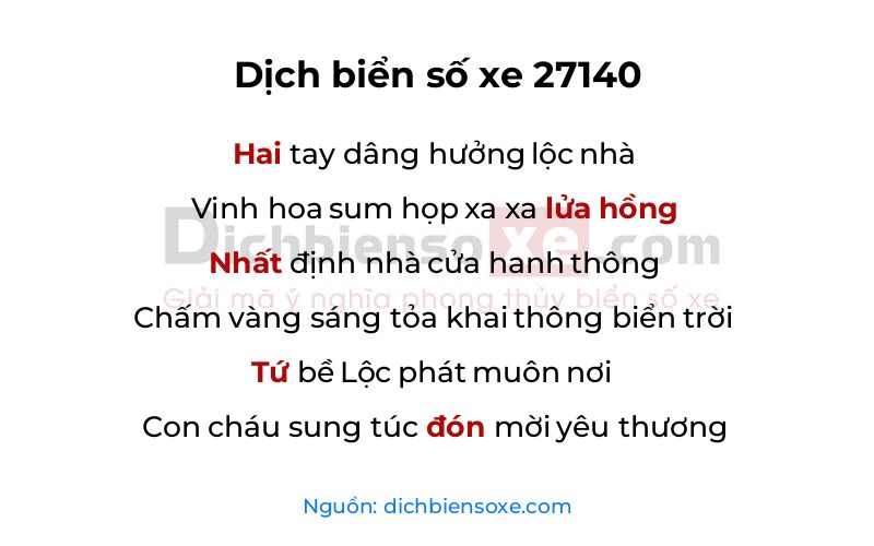 Dịch thơ biển số 27140